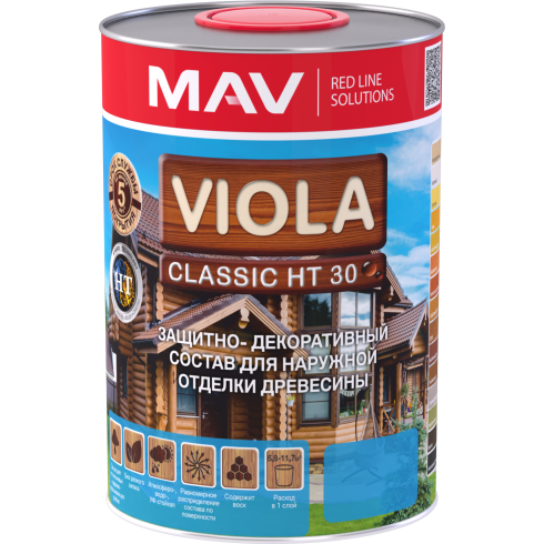 Состав VIOLA Classic HT 30 защитно-декоративный для древесины