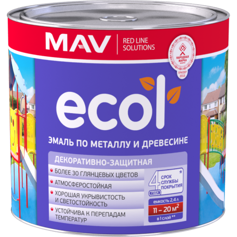 ЭМАЛЬ ECOL по металлу и древесине ПФ-115