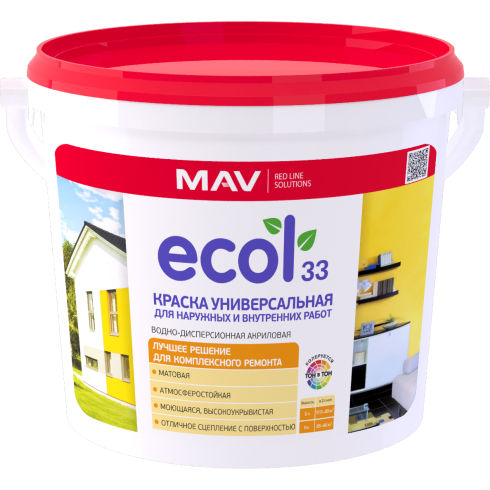 Краска ECOL 33 универсальная для наружных и внутренних работ