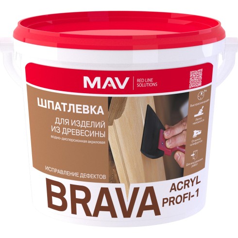 Шпатлевка BRAVA ACRYL PROFI-1 для изделий из древесины